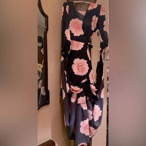 Floral-Print Flounce Wrap Dress